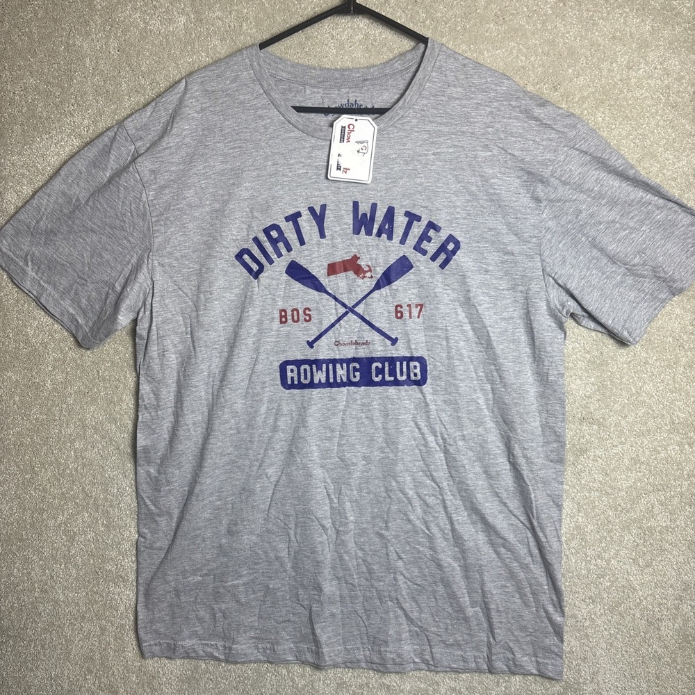 Chowdaheadz Shirt Men's Large Grey Dirty Water Boston Rowing Club 617 NEW‎ - Picture 2 of 6